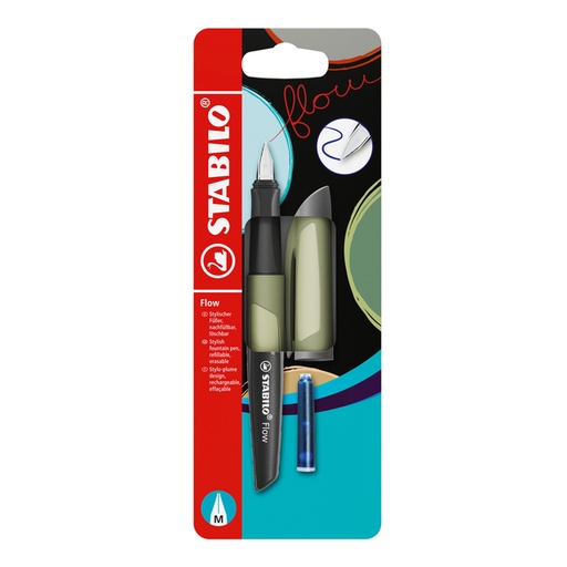 [1434756] Vulpen STABILO Flow medium khaki blister à 1 stuk