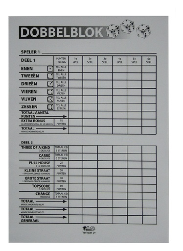 [798574] Bloc score dés universel Verhaak 100 feuilles