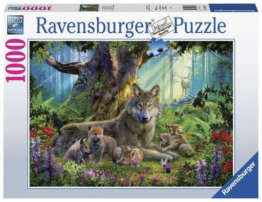 [1386542] Puzzel Familie wolf in het bos 1000st