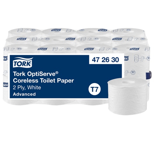 [1435061] Papier toilette Tork T7 Advanced OptiServe 472630 2 ép sans mandrin 94m blanc