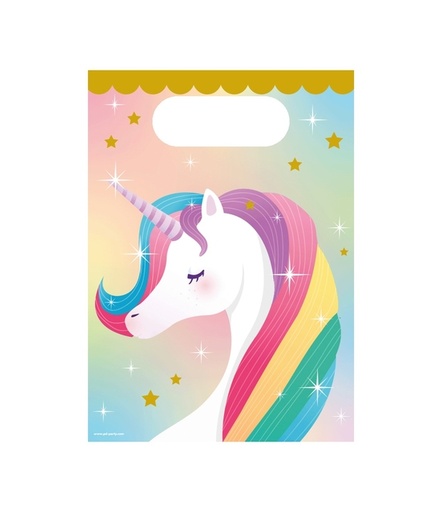 [1435056] Cadeau tasjes Unicorn papier 23x16,5cm 6 stuks