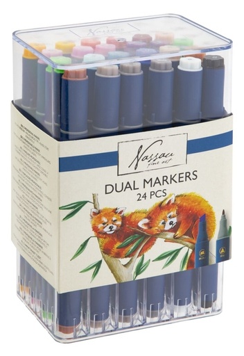 [1434538] Marqueur à alcool Nassau Arts pointe duo set 24 couleurs