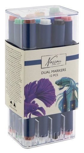 [1434539] Marqueur à alcool Nassau Arts pointe duo set 12 couleurs