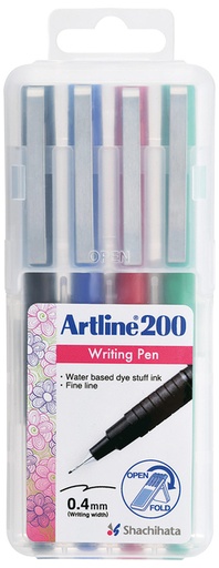 [1432980] Fineliner Artline 200 rond fijn asssorti 4 stuks