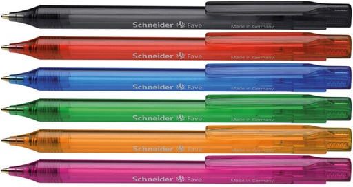 [1430342] Balpen Schneider Fave medium assorti kleuren schrijfkleur blauw