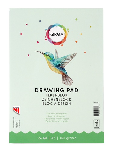 [1434661] Bloc à dessin Qrea A5 24 feuilles 160g collé