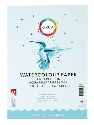 [1434665] Aquarelblok Qrea A5 20vel 200gr gelijmd