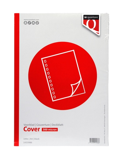 [1433986] Couverture Quantore A4 PP 300 micron noir 100 pièces