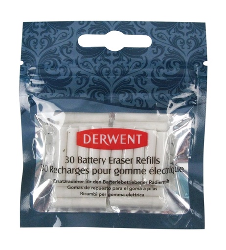 [1431047] Navulling Derwent gum op batterijen 30 stuks wit