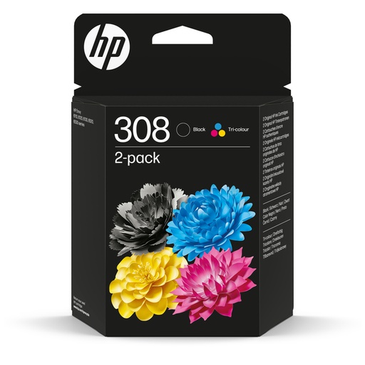 [1432997] Inktcartridge HP 6L6S6UE 308 zwart + 3 kleuren