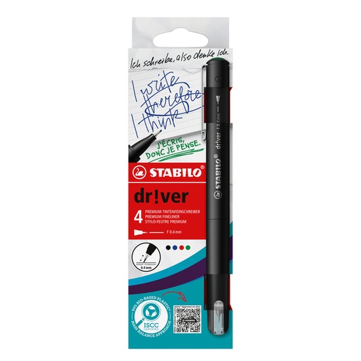 [1434574] Fineliner STABILO dr!ver Fin assorti 4 pièces