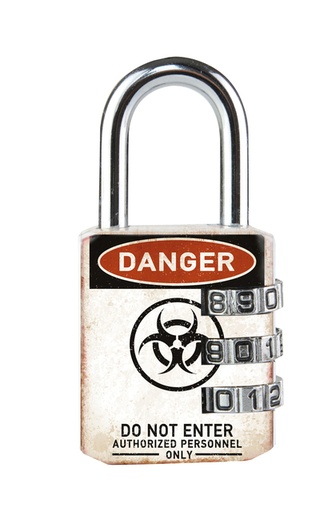 [1434594] Hangslot Masterlock 3-cijfer combinatie 30mm danger motief