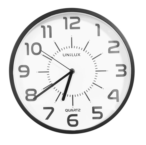 [1434645] Horloge murale unilux Pop Ø 30,5cm plastique noir