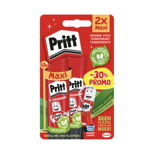 [1435358] Bâton de colle Pritt Original 43g blister 2 pièces Promo