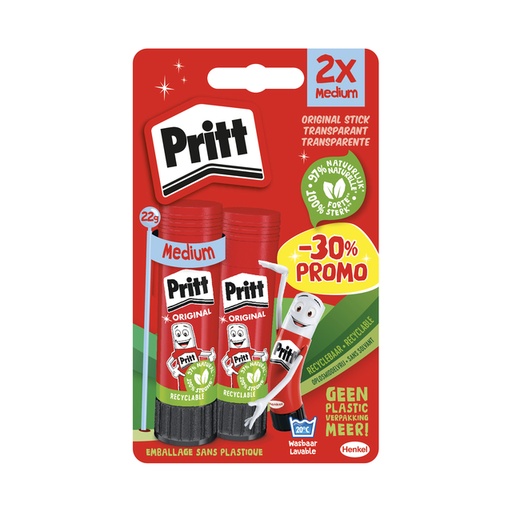 [1435360] Bâton de colle Pritt Original 22g blister 2 pièces Promo