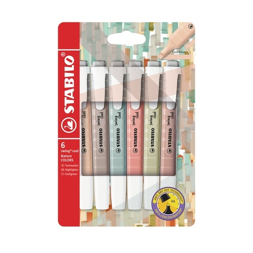 [1435362] Markeerstift STABILO Swing cool nature colors assorti 6 stuks