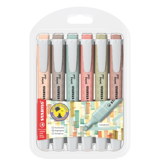 [1435362] Surligneur STABILO Swing Cool NatureCOLORS assorti 6 pièces