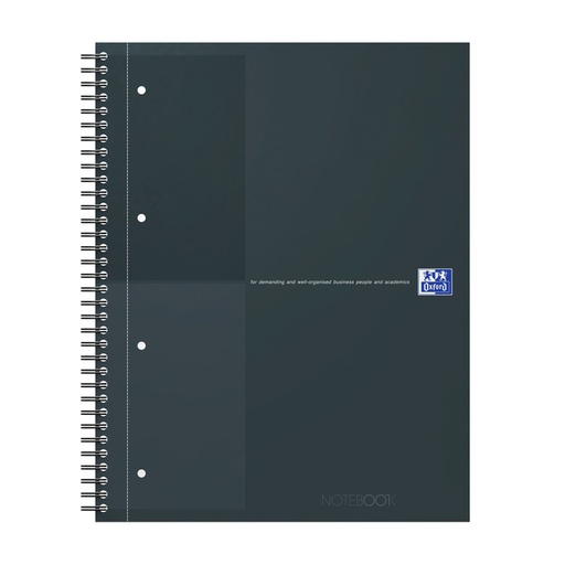 [1435632] Spiraalblok Oxford International Notebook A4+ lijn 160 pagina's zwart