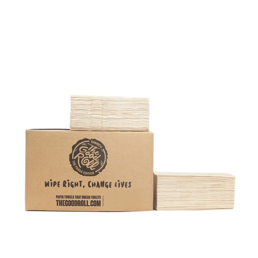 [1435672] Essuie-mains The Good Roll Bamboe Pli-Z 2 épaisseurs 210x230mm 20x 200 feuilles naturel