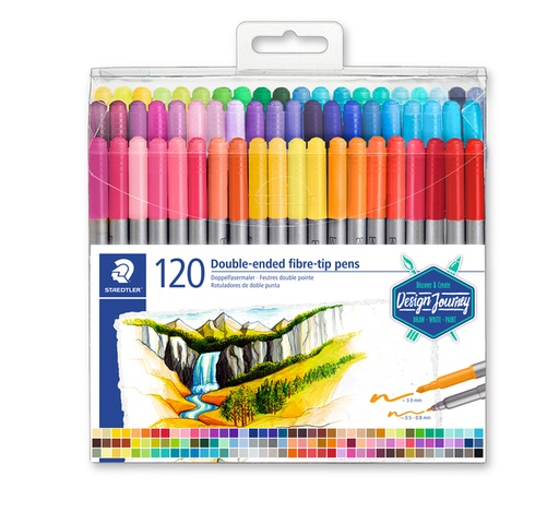 [1435690] Feutre de coloriage Staedtler 3200 Double pointe Fin et Ultra Fin étui 120 couleurs