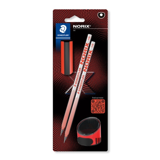 [1435691] Potlood Staedtler Norix HB blister à 2 stuks zwart-koraal