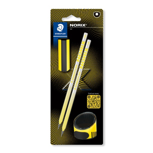 [1435693] Potlood Staedtler Norix HB zwart-geel blister à 2 stuks