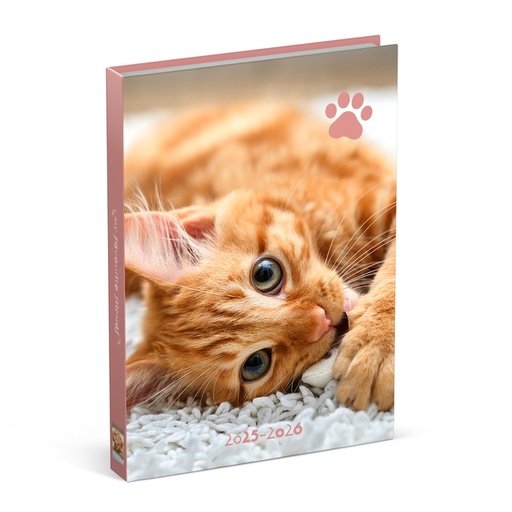 [1435735] Agenda scolaire 2025-2026 Lannoo Cats 1 jour/1 page rose
