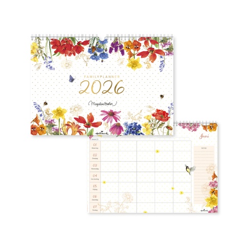 [1435758] Planificateur familial 2026 Marjolein Bastin Fleurs 1 mois/1 page