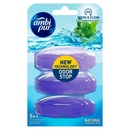 [1436281] Toiletblok navulling Ambi Pur Fresh Water & Mint 3x55ml