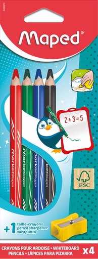 [1436288] Crayon tableau blanc Maped Marker'Peps avec taille-crayon set 4 couleurs
