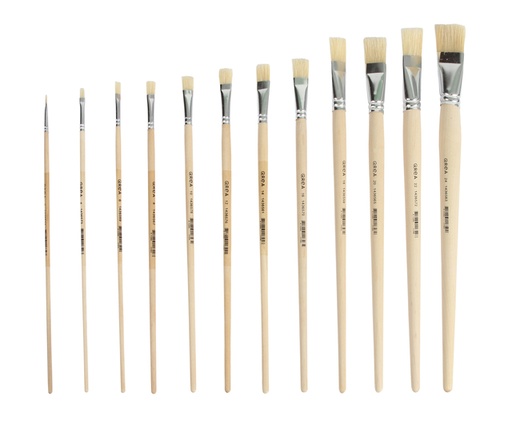 [1436568] Pinceaux Qrea soie de porc set de 12 largeurs