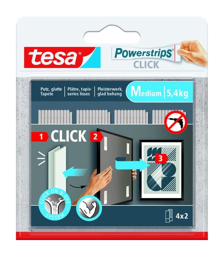 [1436603] Adhésif tesa Powerstrips Click Medium 4 paires blanc