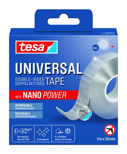 [1436610] Plakband tesa Nano dubbelz 30mmx3m