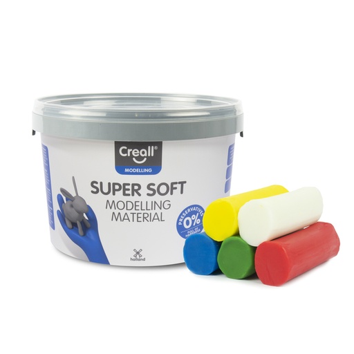 [1436637] Pâte à modeler Creall Super Soft rouge/bleu/vert/jaune/blanc 1750g