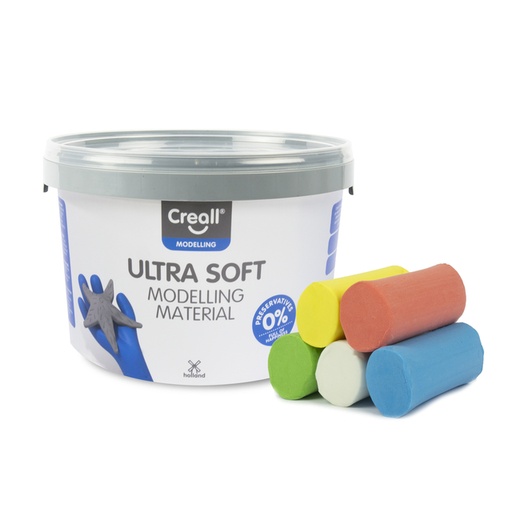 [1436644] Klei Creall Play-it Ultra Soft helder rood/blauw/groen/geel/wit 1100gr