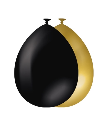 [1436782] Ballons 10 pièces Gold and Black