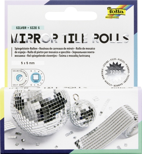 [1436798] Mosaïque miroir Folia Silver autocollante 5x5mm