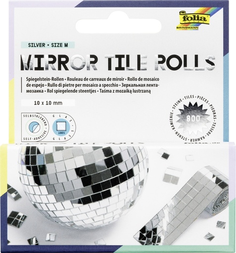 [1436800] Mosaïque miroir Folia Silver autocollante 10x10mm