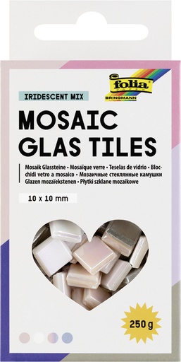 [1436805] Mozaieksteentjes Folia 10x10mm glas iriserend