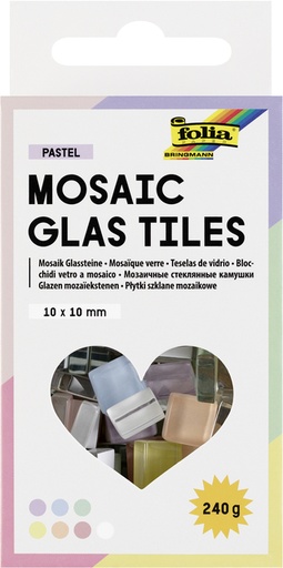 [1436806] Mozaieksteentjes Folia 10x10mm glas pastel assorti