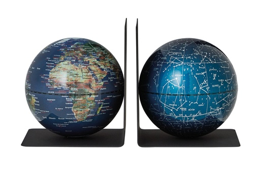 [1436813] Serre-livres Troika avec globe magnétique 13cm set 2 pièces assorti