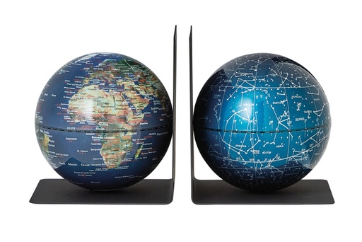 [1436813] Serre-livres Troika avec globe magnétique 13cm set 2 pièces assorti