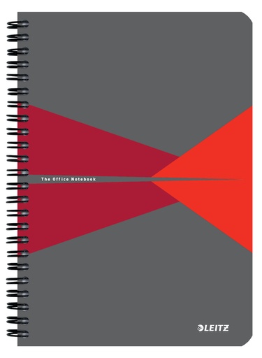 [1436946] Cahier Leitz Office A5 ligné 180 pages 80g gris rouge