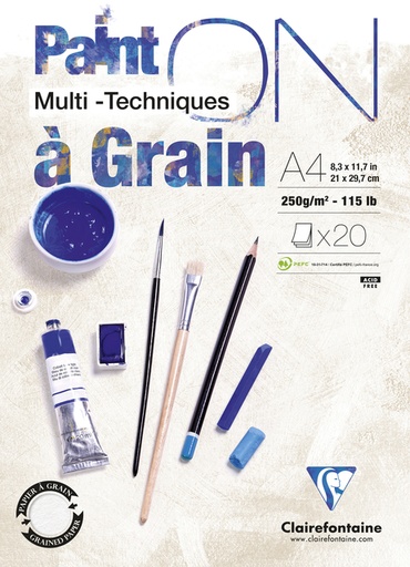 [1437067] Bloc à dessin Clairefontaine Paint On A4 granuleux 20 feuilles 250g