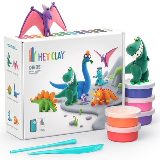[1437228] Klei Hey Clay dinos set à 15 delen