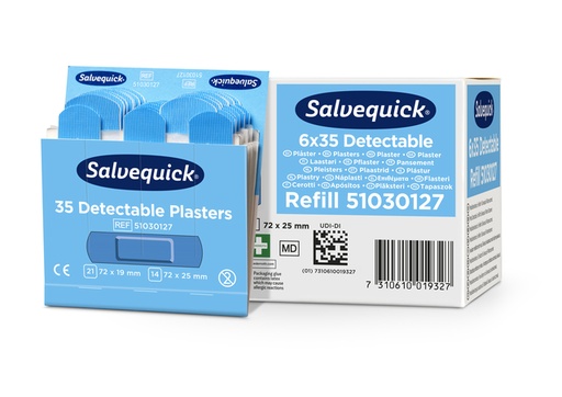 [1437980] Pleisters Salvequick blauw detectabel refill 6x 35 stuks