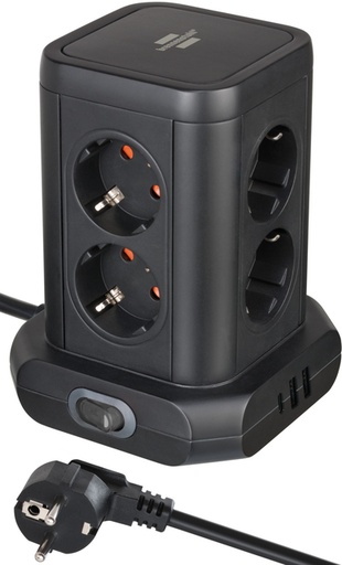 [1438089] Multiprise Brennenstuhl tour 8 prises avec 2x USB-A 1x USB-C PD noir