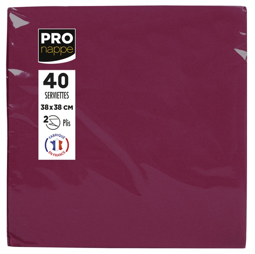 [1438107] Servet Pronappe 1/4 vouw 2-laags 380x380mm 40 vel bordeauxrood