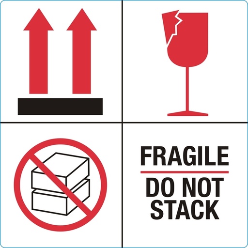 [1436115] Waarschuwingsetiket IEZZY fragile do not stack 100mmx100mm 1000 stuks