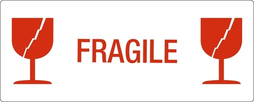 [1436120] Waarschuwingsetiket IEZZY glas fragile 150mmx60mm 500 stuks